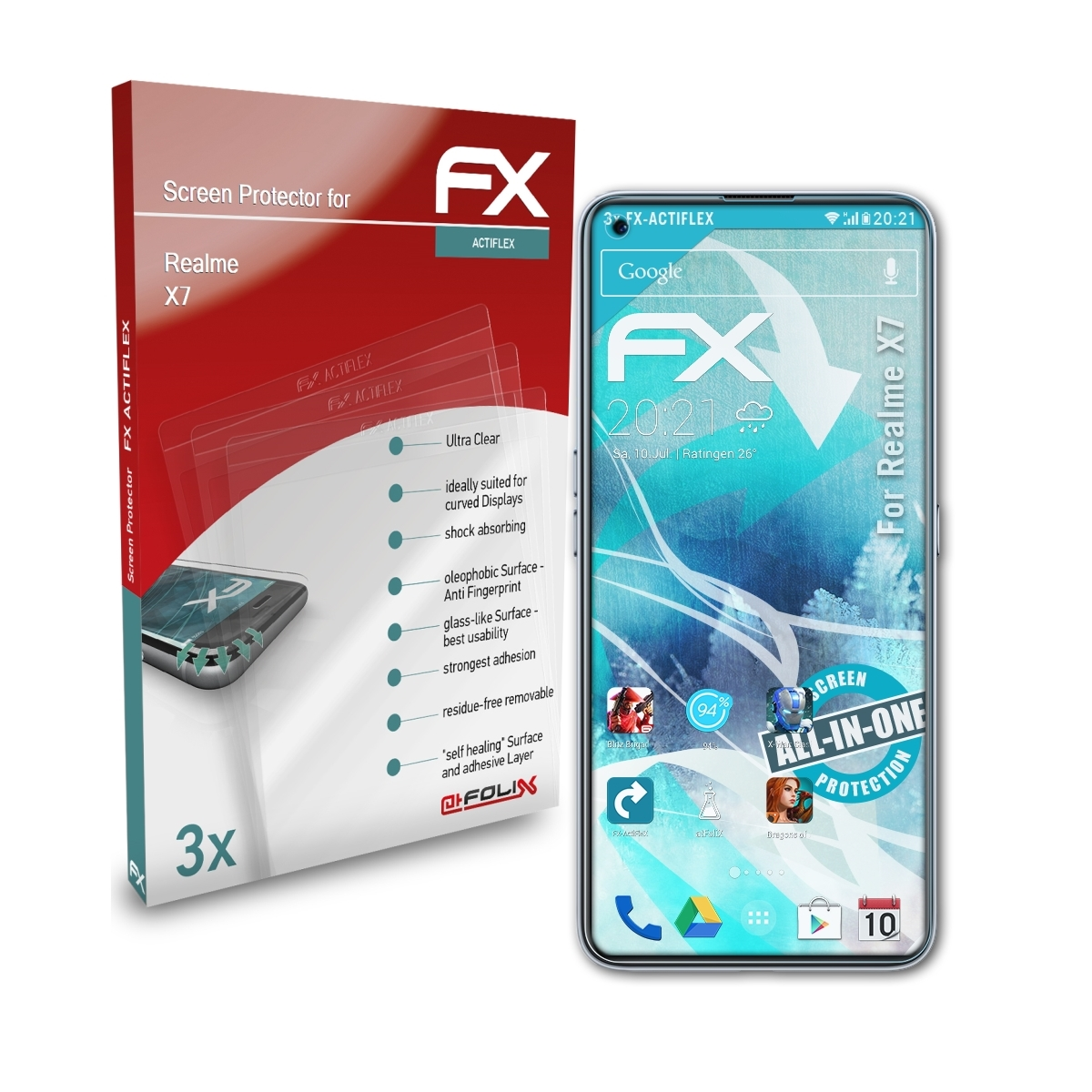 ATFOLIX 3x FX-ActiFleX X7) Realme Displayschutz(für