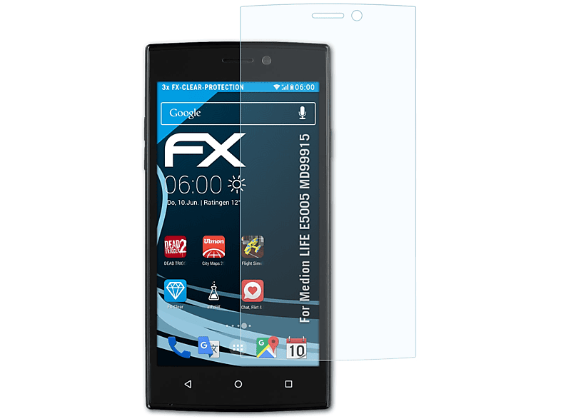 ATFOLIX 3x FX-Clear Displayschutz(für Medion LIFE E5005 (MD99915))