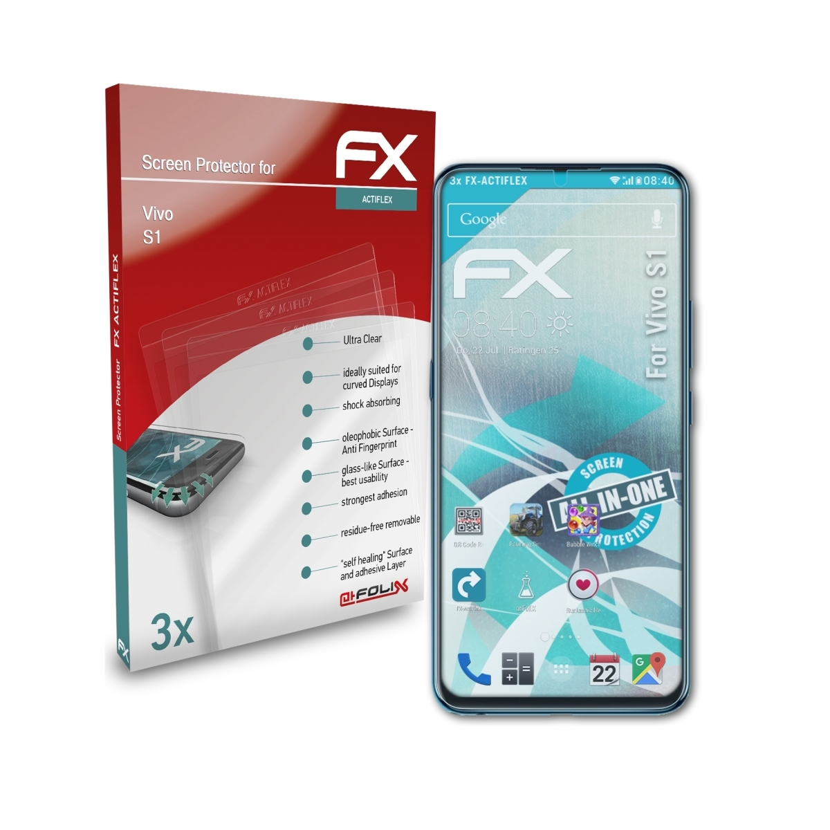 3x FX-ActiFleX Vivo S1) Displayschutz(für ATFOLIX