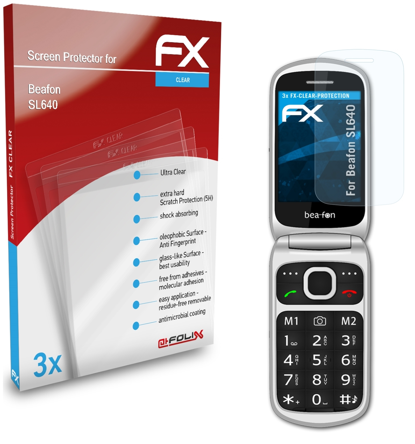 ATFOLIX 3x SL640) Displayschutz(für FX-Clear Beafon