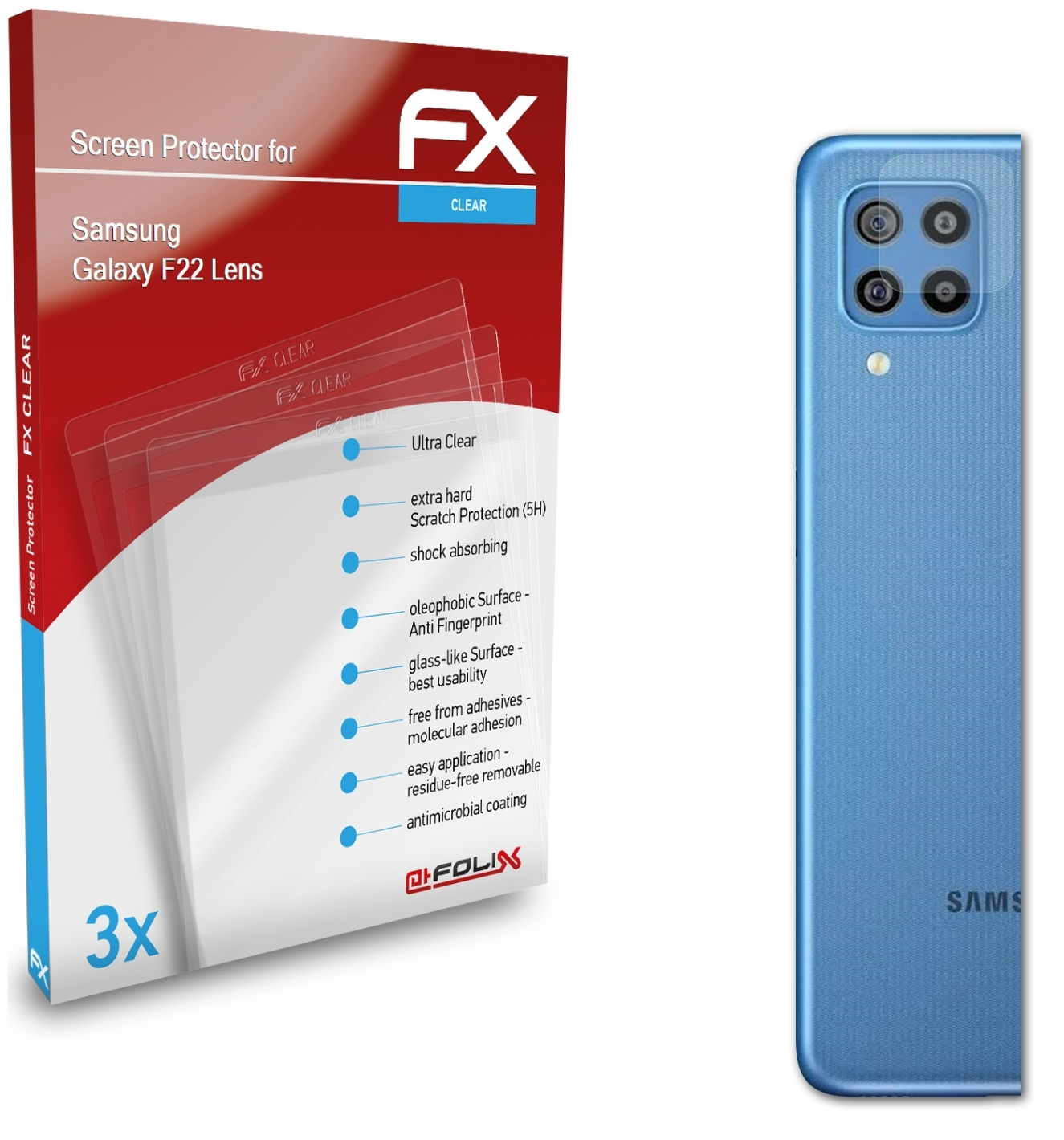 Galaxy Lens) FX-Clear Samsung 3x F22 ATFOLIX Displayschutz(für