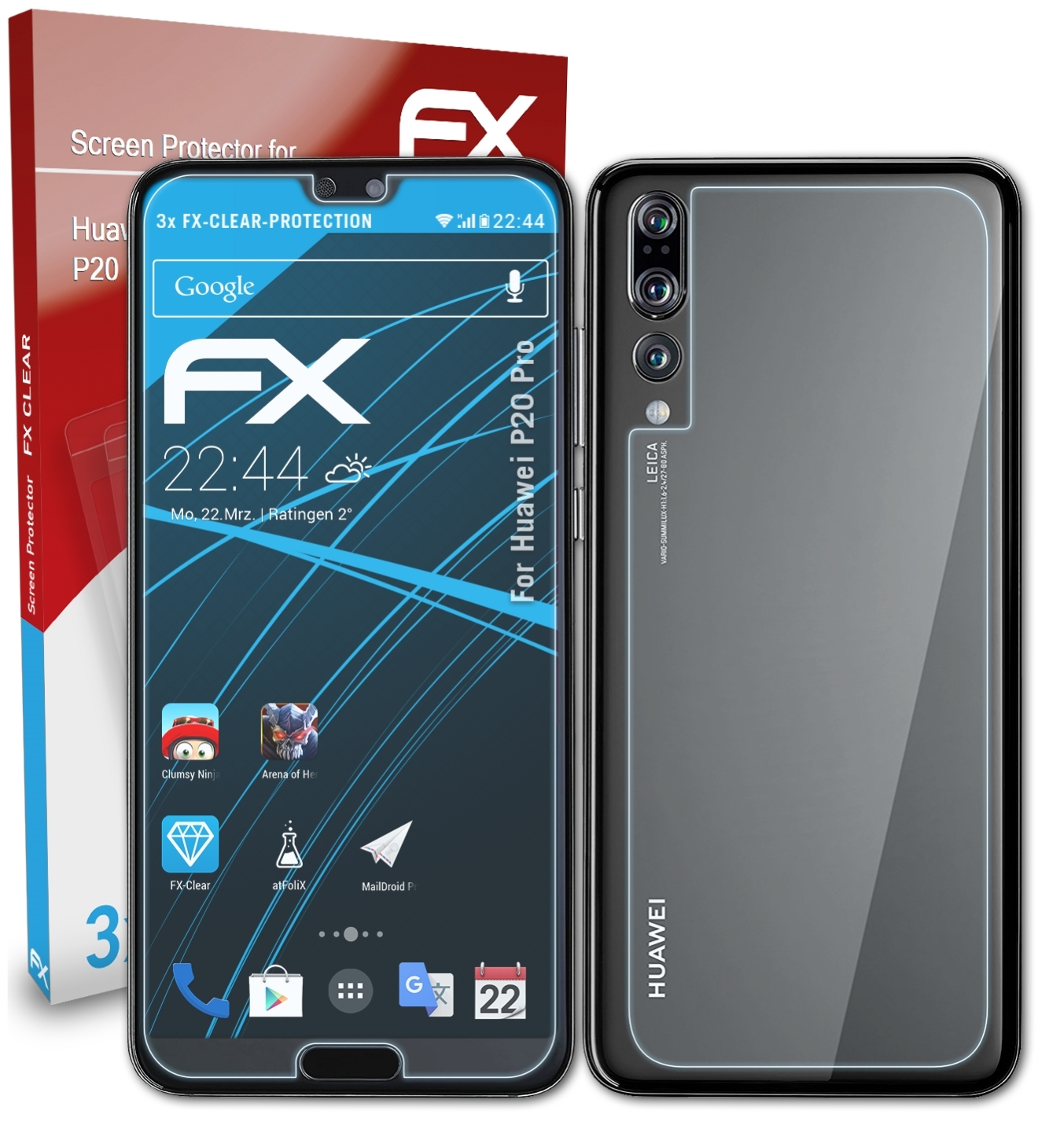Displayschutz(für P20 Huawei Pro) ATFOLIX FX-Clear 3x