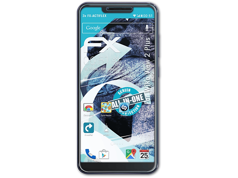 3x FX-ActiFleX View Plus) 2 Wiko Displayschutz(für ATFOLIX