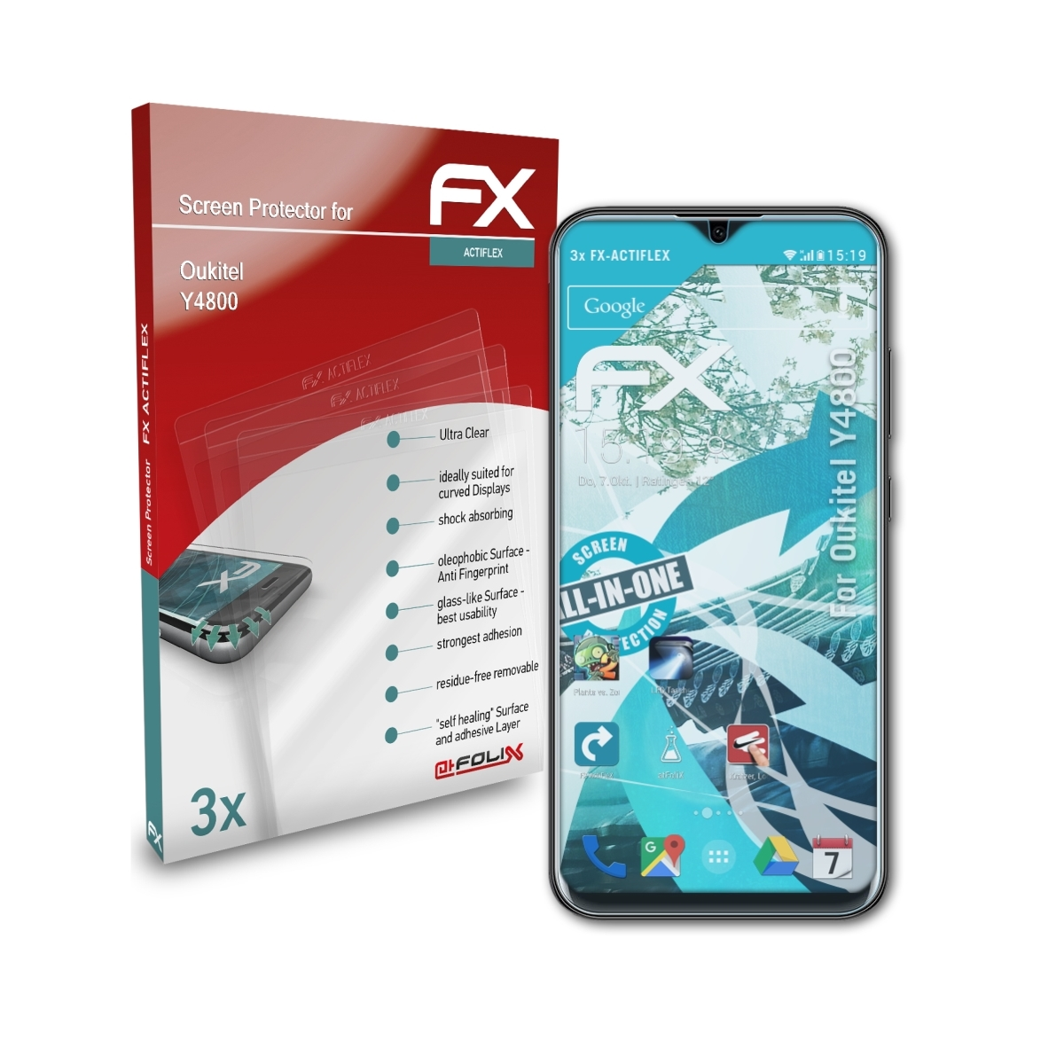 ATFOLIX 3x FX-ActiFleX Displayschutz(für Y4800) Oukitel