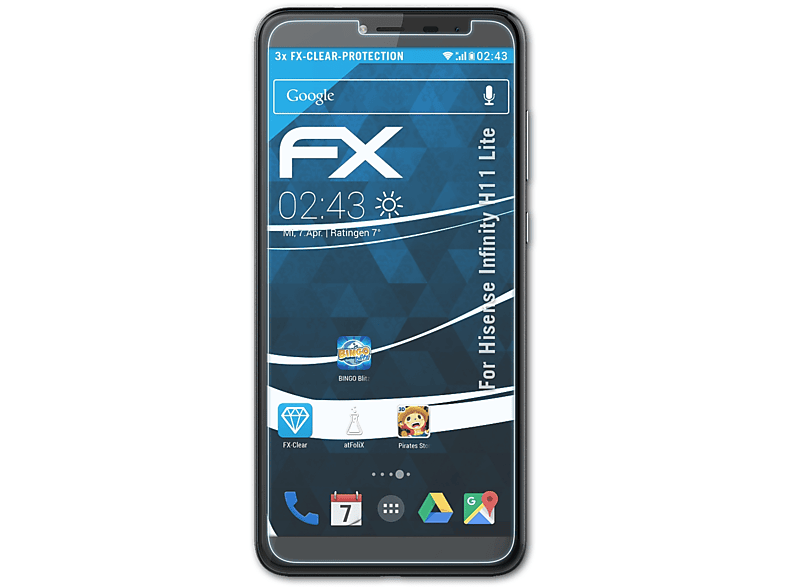 ATFOLIX 3x FX-Clear Displayschutz(für Hisense Infinity H11 Lite)