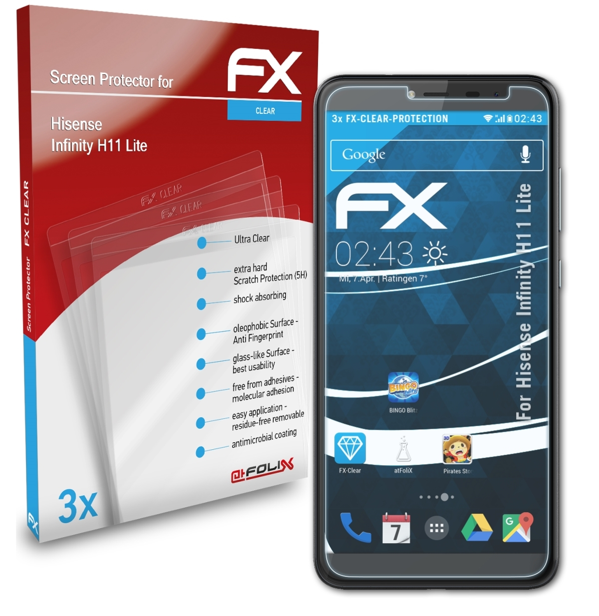 3x Lite) ATFOLIX FX-Clear Displayschutz(für H11 Hisense Infinity