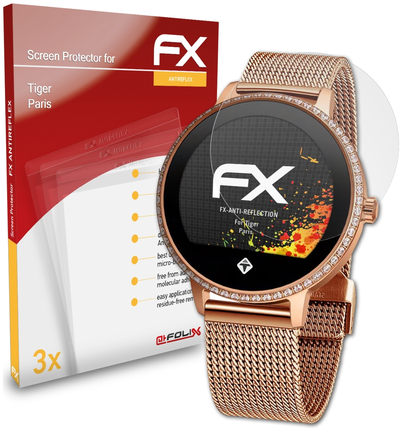ATFOLIX 3x Paris) FX-Antireflex Displayschutz(für Tiger