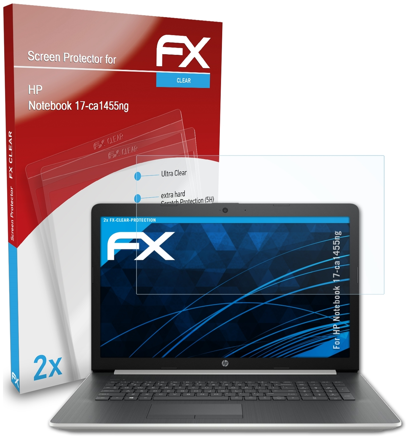 ATFOLIX 2x FX-Clear Displayschutz(für HP Notebook 17-ca1455ng)