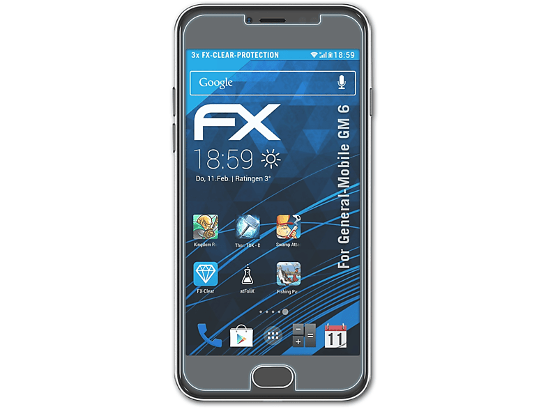 ATFOLIX 3x FX-Clear Displayschutz(für General-Mobile GM 6)