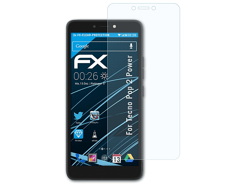 ATFOLIX 3x FX-Clear Displayschutz(für Tecno Pop 2 Power) | Displayschutzfolien & Gläser