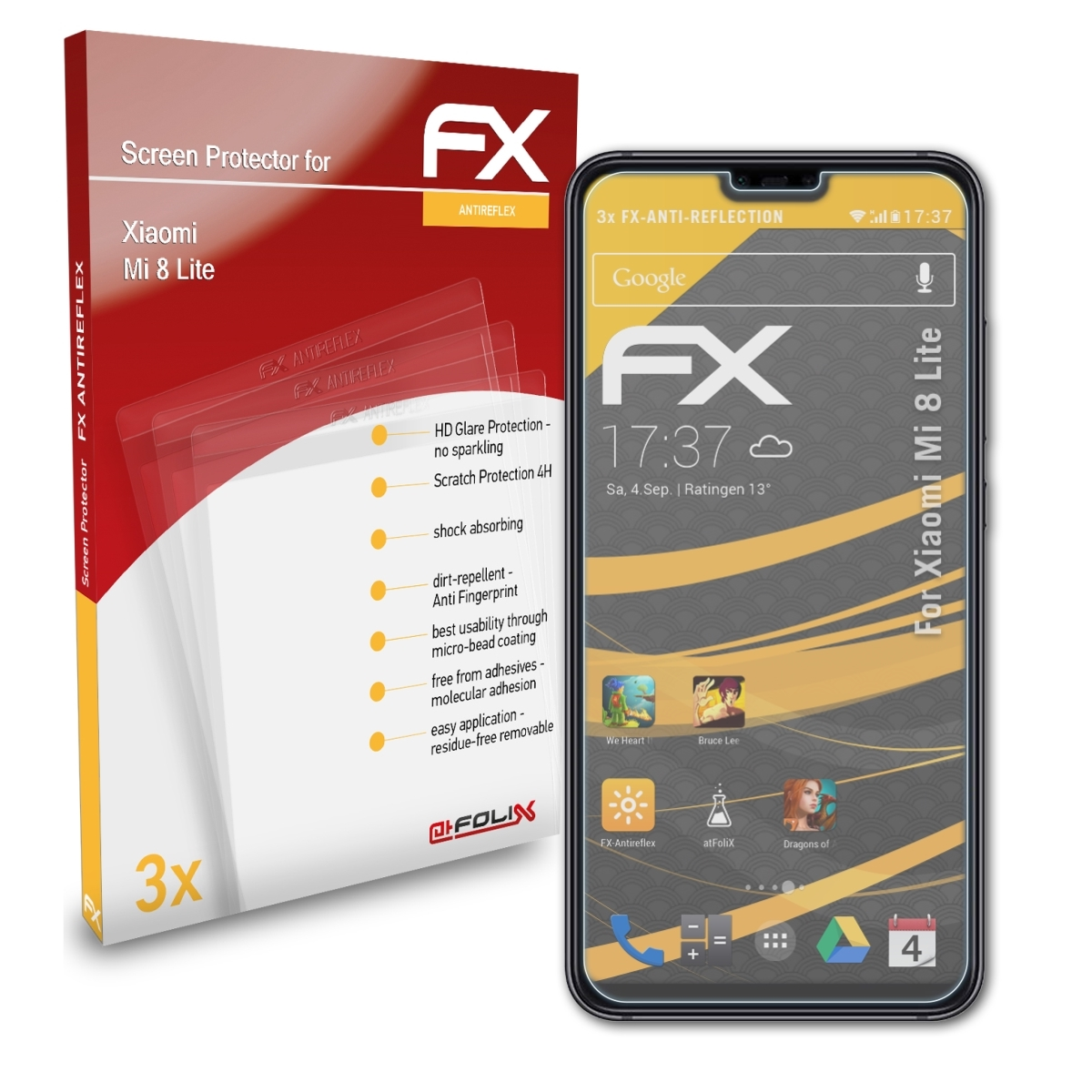 3x FX-Antireflex Lite) Displayschutz(für 8 Xiaomi ATFOLIX Mi