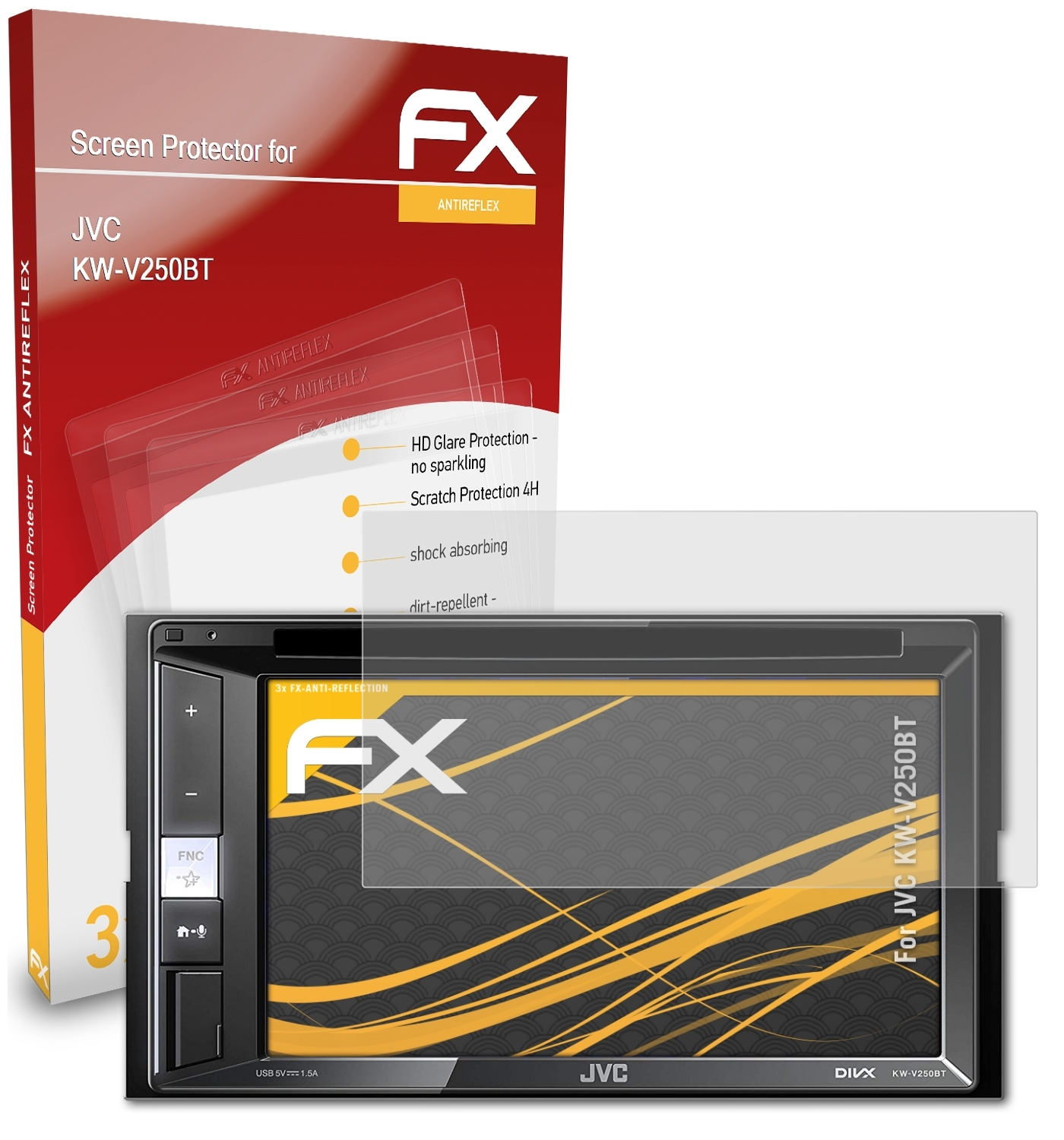 ATFOLIX 3x FX-Antireflex Displayschutz(für KW-V250BT) JVC