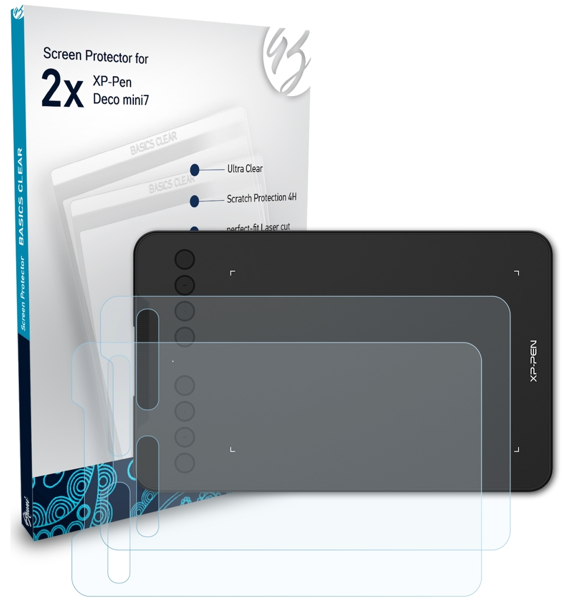 BRUNI Schutzfolie(für mini7) 2x XP-PEN Deco Basics-Clear