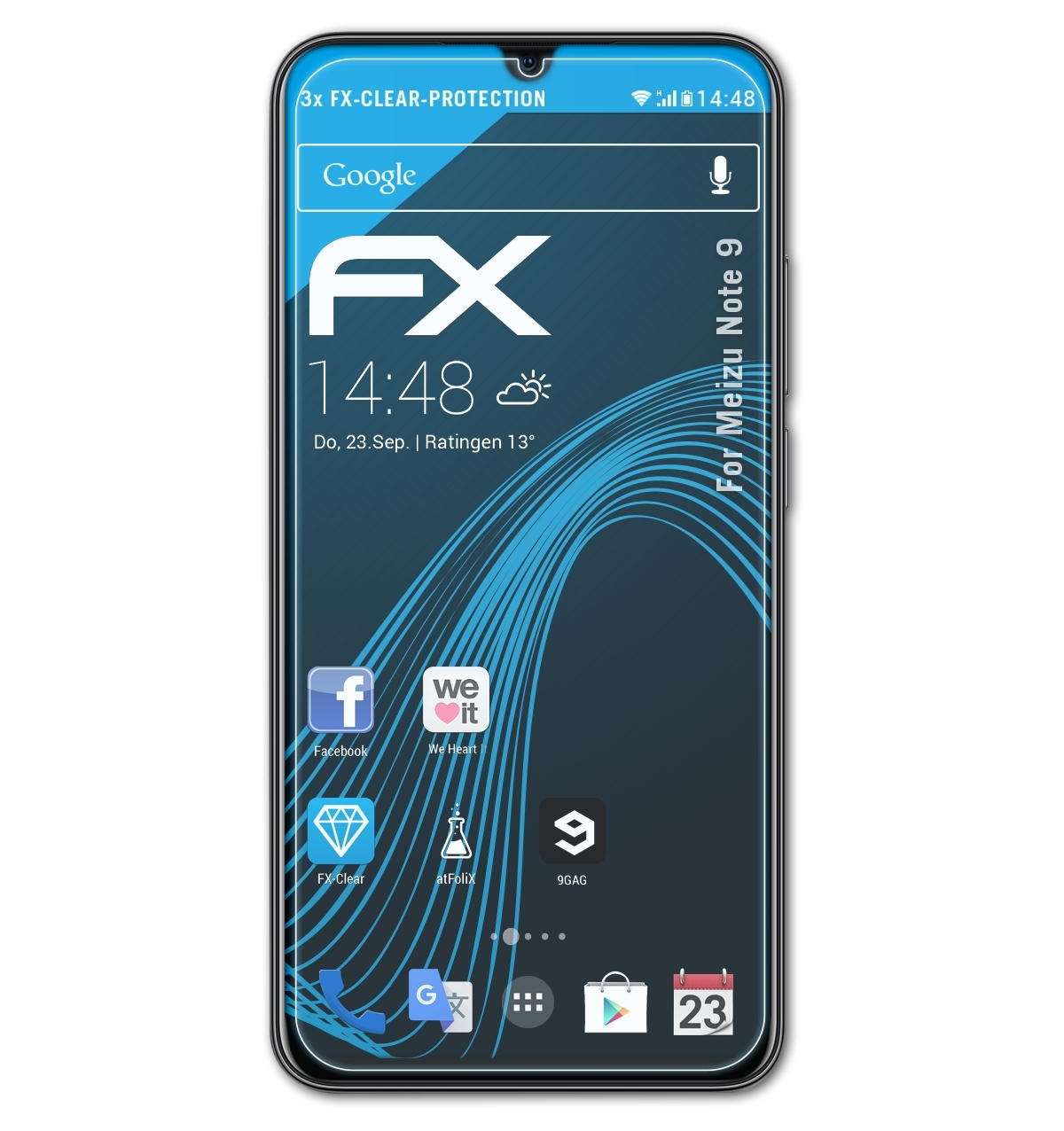 ATFOLIX 3x Meizu Displayschutz(für Note 9) FX-Clear
