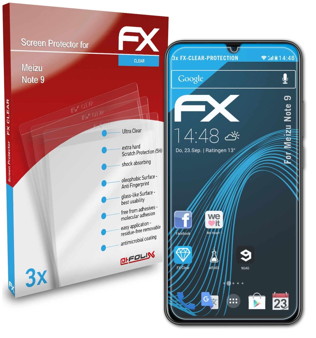 Note FX-Clear 3x 9) Displayschutz(für ATFOLIX Meizu