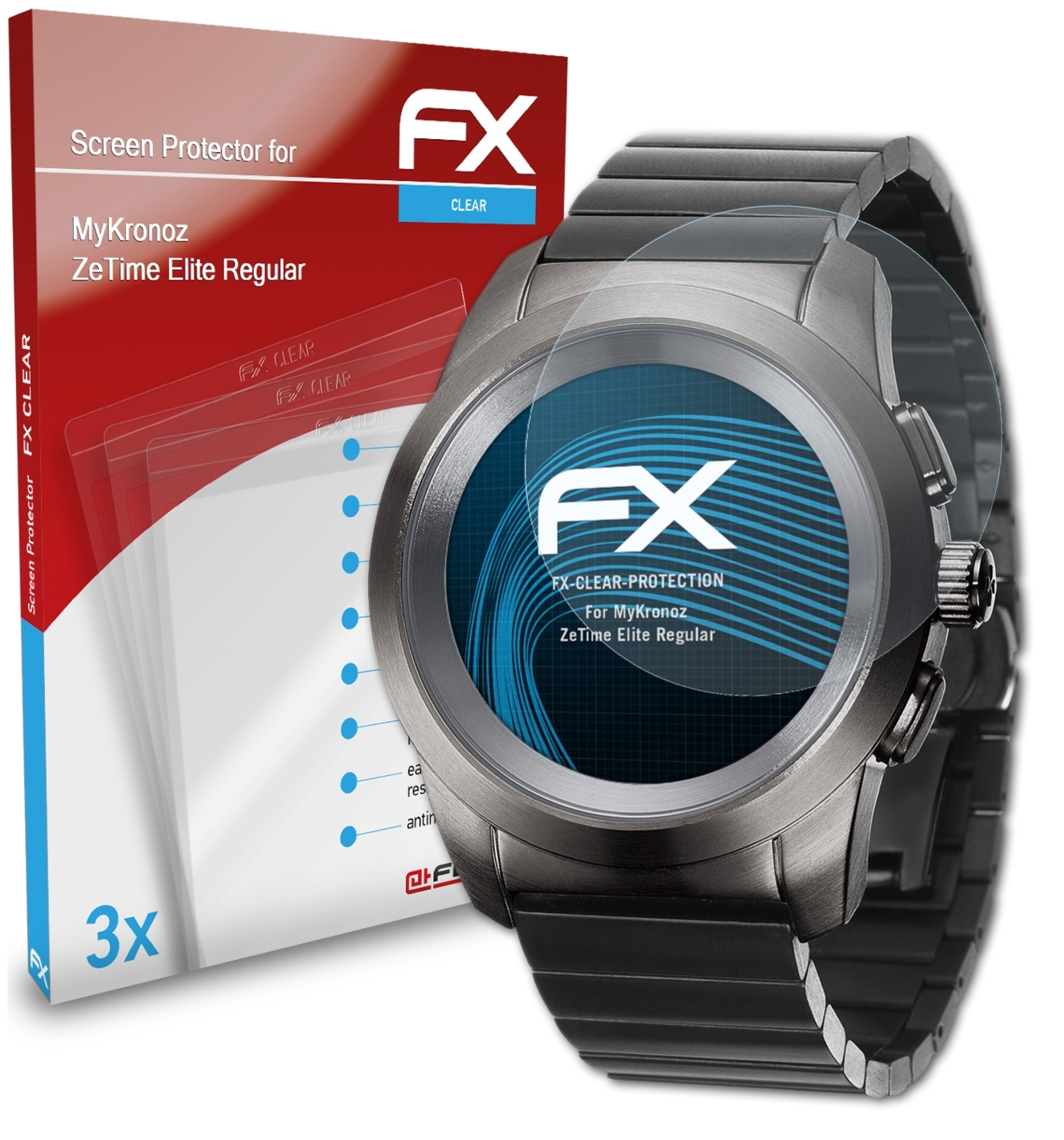 ATFOLIX 3x FX-Clear Displayschutz(für Elite ZeTime (Regular)) MyKronoz