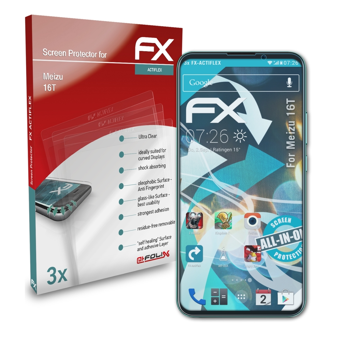 FX-ActiFleX Meizu Displayschutz(für 16T) ATFOLIX 3x
