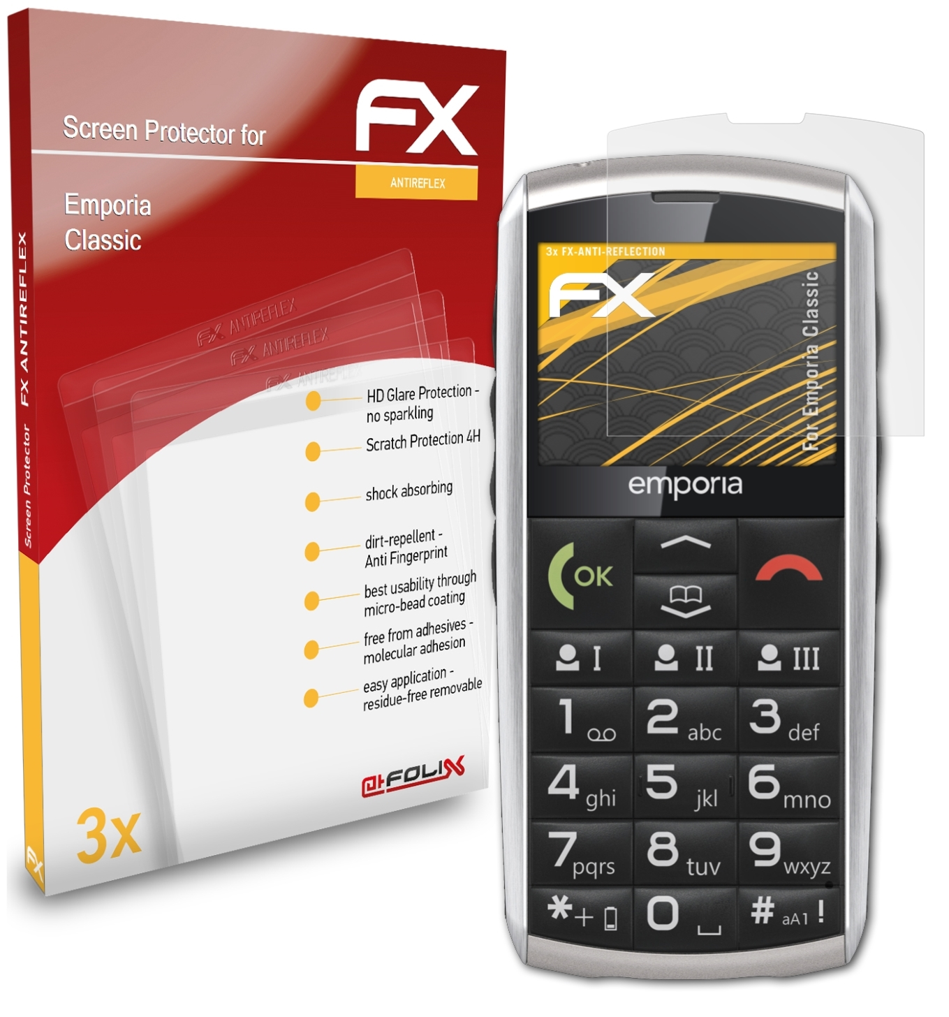 ATFOLIX 3x FX-Antireflex Displayschutz(für Emporia Classic)