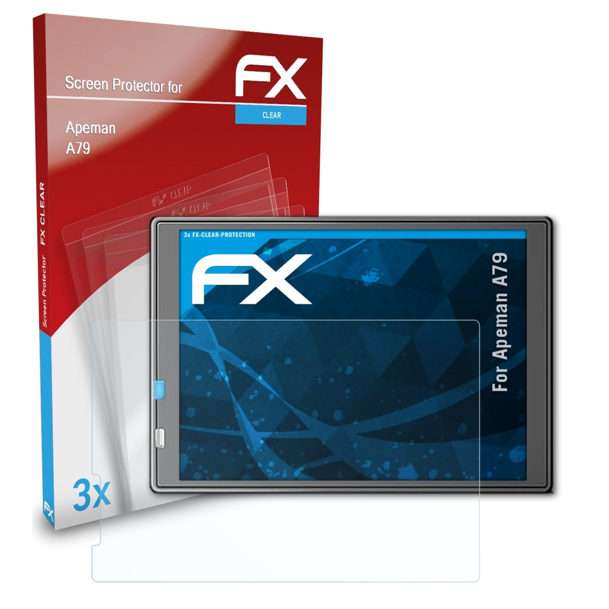 ATFOLIX 3x FX-Clear Displayschutz(für Apeman A79)