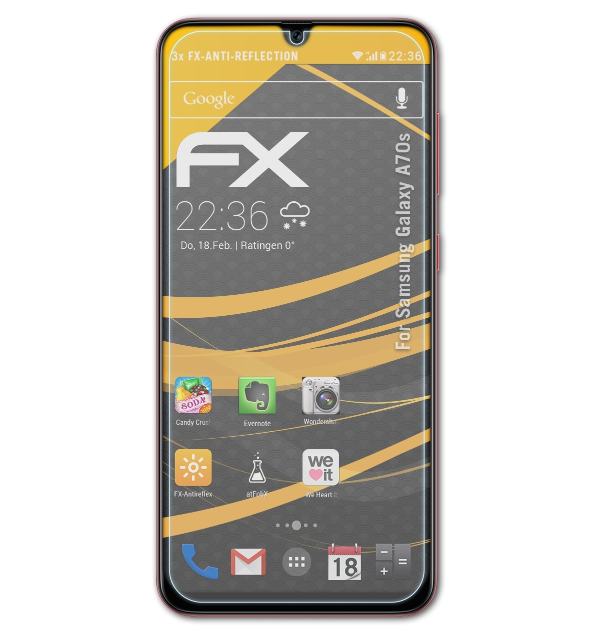 3x A70s) Samsung Displayschutz(für ATFOLIX FX-Antireflex Galaxy