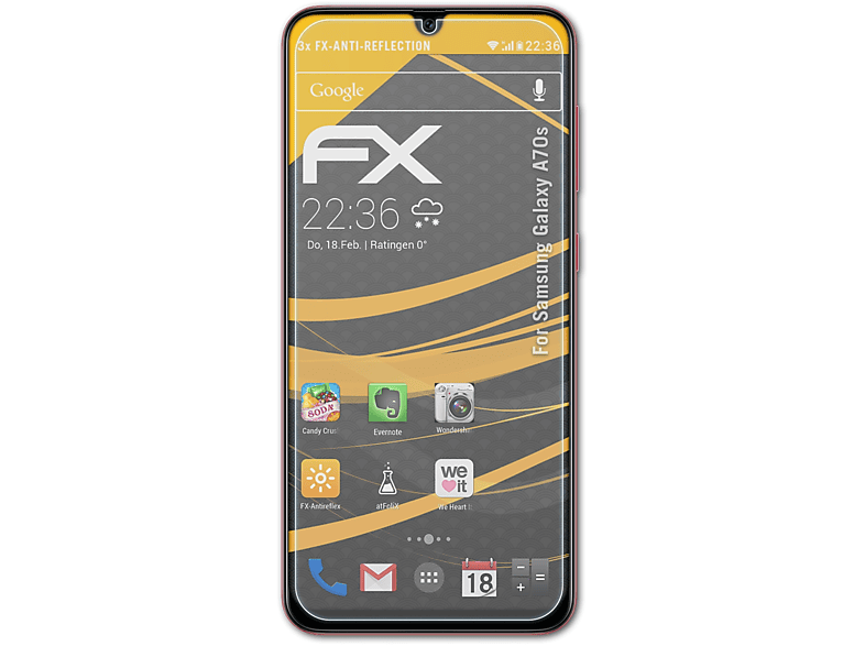 ATFOLIX 3x FX-Antireflex Displayschutz(für Samsung A70s) Galaxy