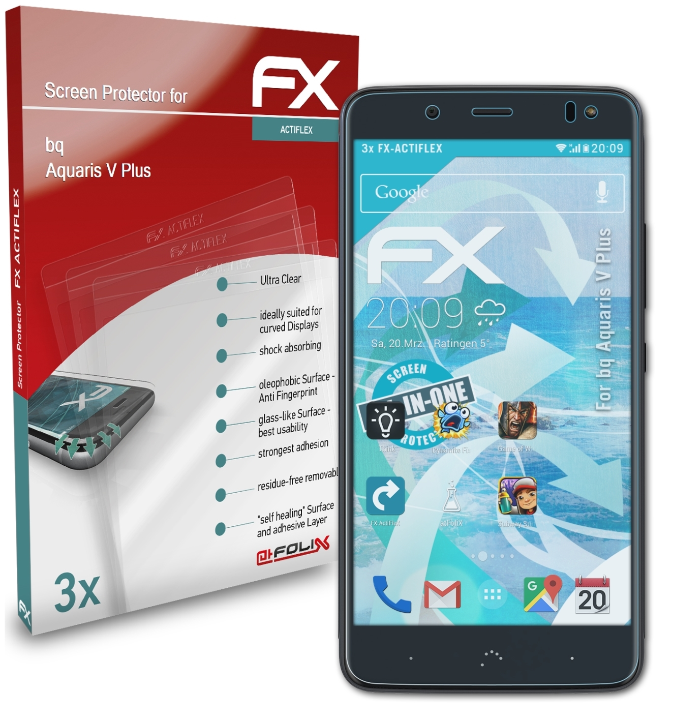 ATFOLIX 3x FX-ActiFleX Displayschutz(für bq V Aquaris Plus)