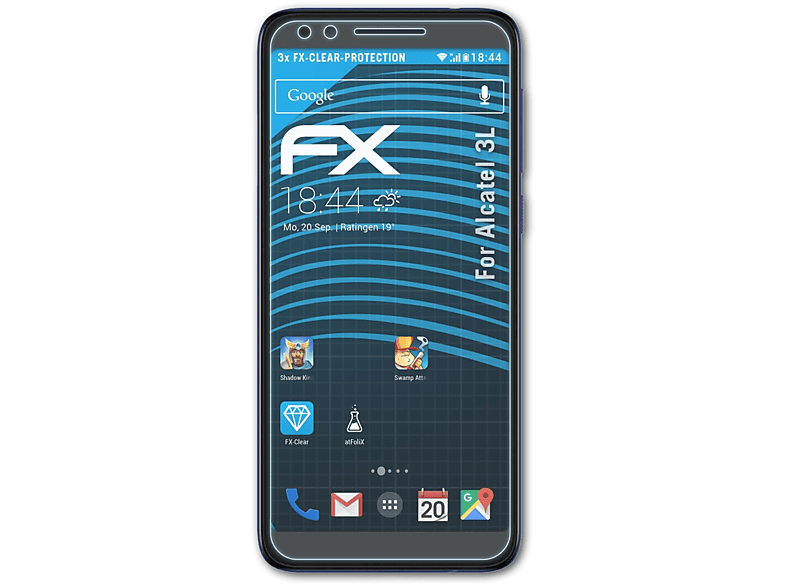 3x ATFOLIX FX-Clear Displayschutz(für Alcatel 3L)