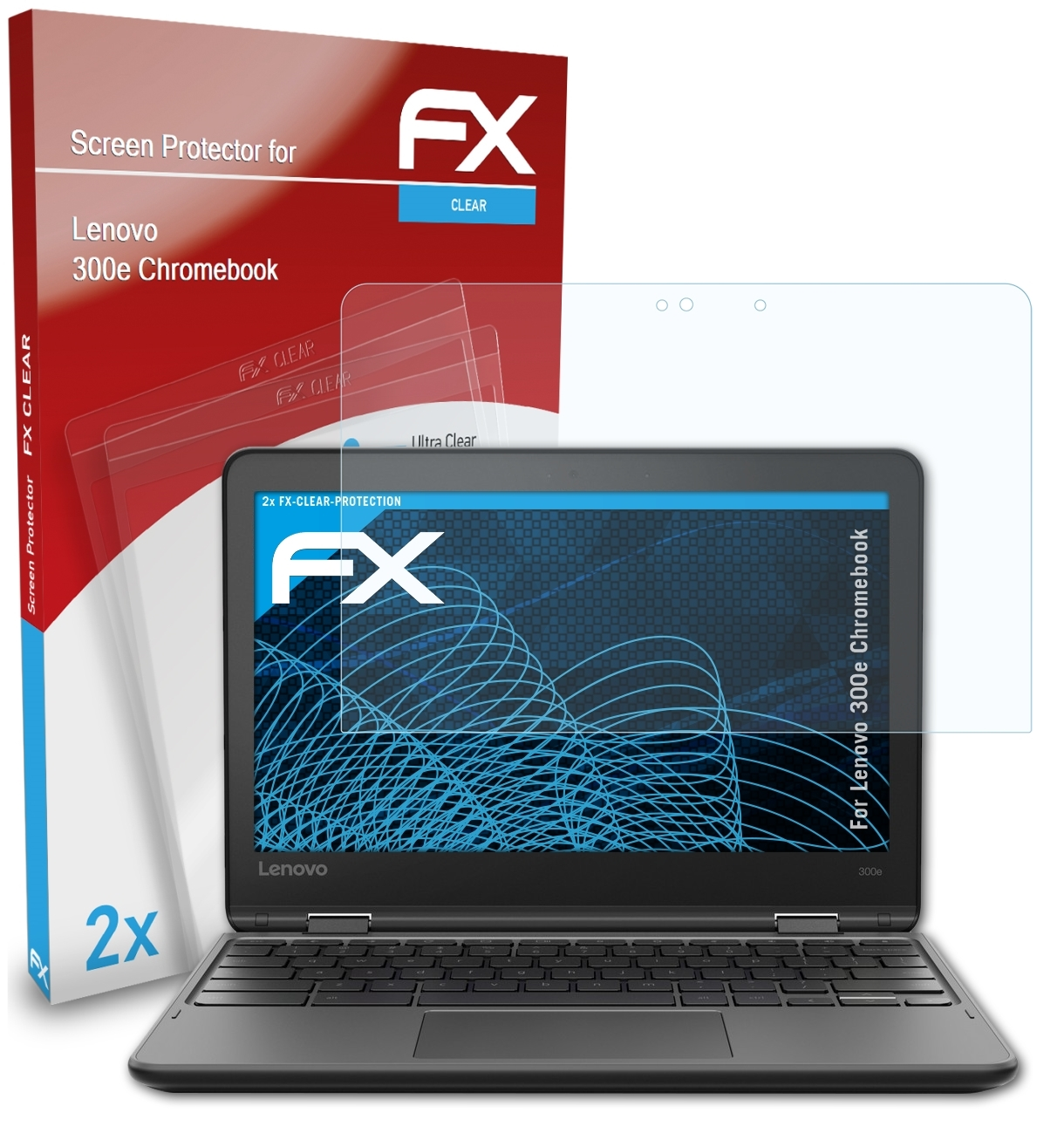 300e Chromebook) ATFOLIX Displayschutz(für 2x Lenovo FX-Clear