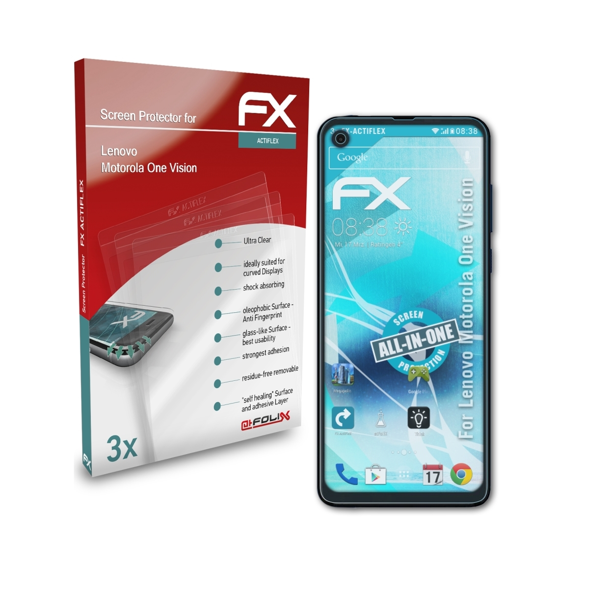 Lenovo Vision) 3x ATFOLIX Displayschutz(für One FX-ActiFleX Motorola