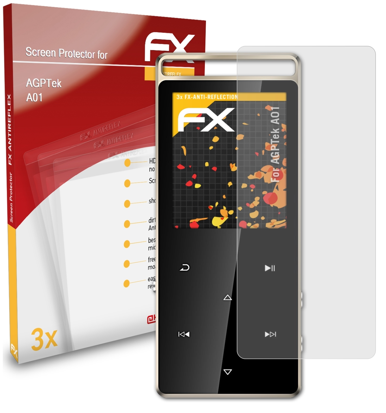 ATFOLIX FX-Antireflex AGPTek A01) Displayschutz(für 3x