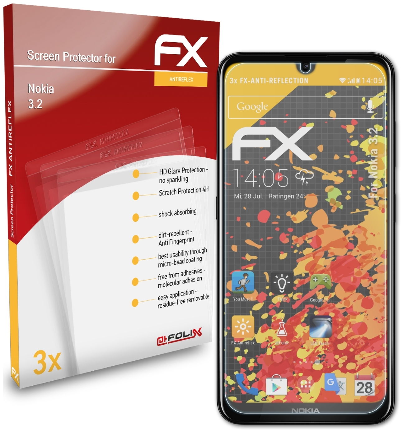 Nokia FX-Antireflex 3x 3.2) ATFOLIX Displayschutz(für