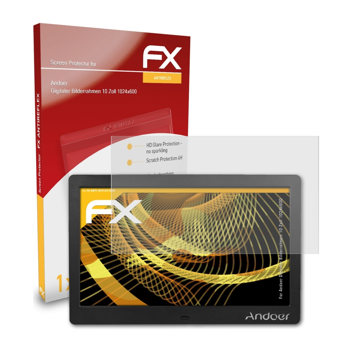 ATFOLIX FX-Antireflex Bilderrahmen Digitaler (1024x600)) Displayschutz(für Andoer Zoll 10