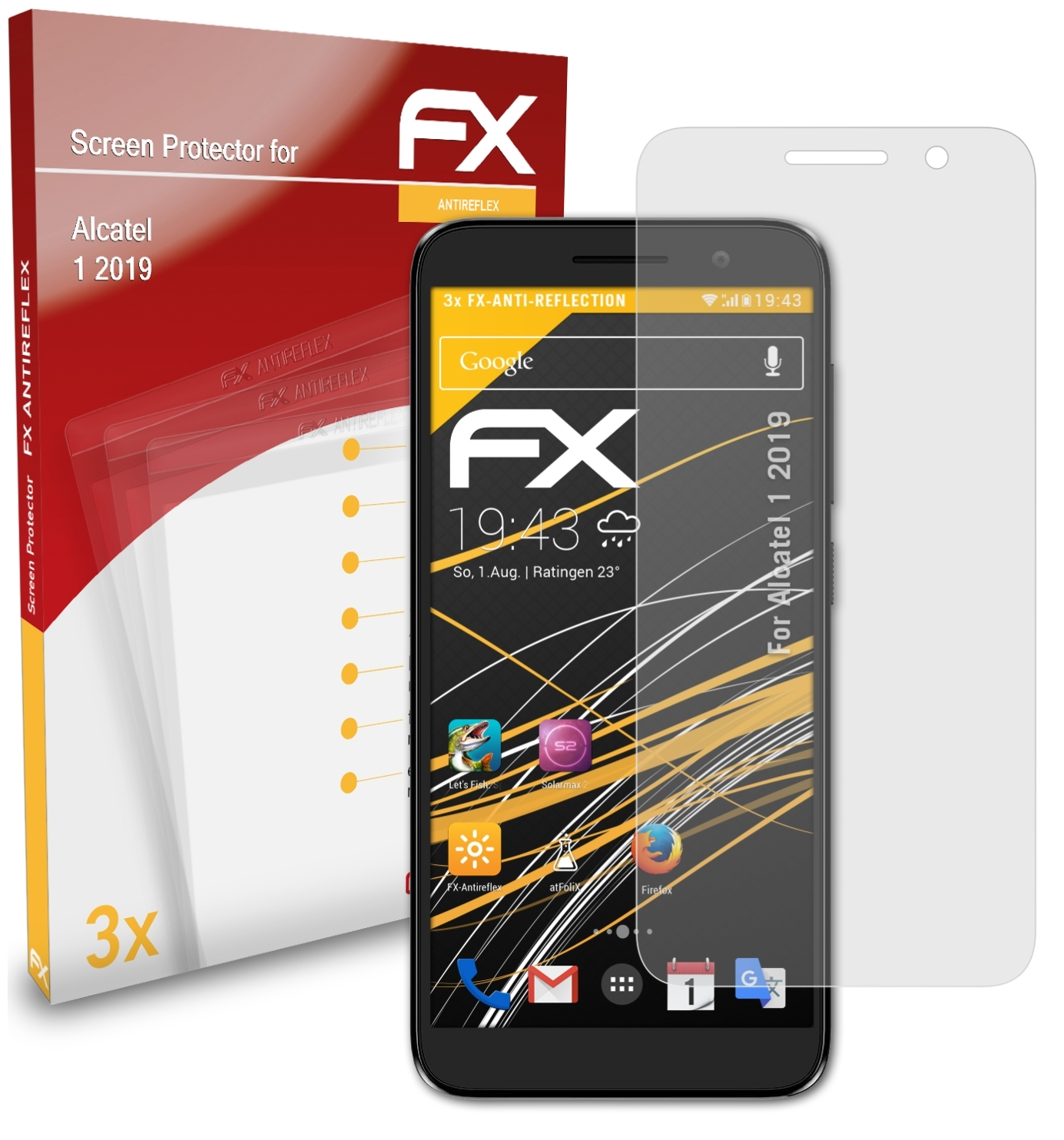 ATFOLIX 3x FX-Antireflex Displayschutz(für 1 (2019)) Alcatel