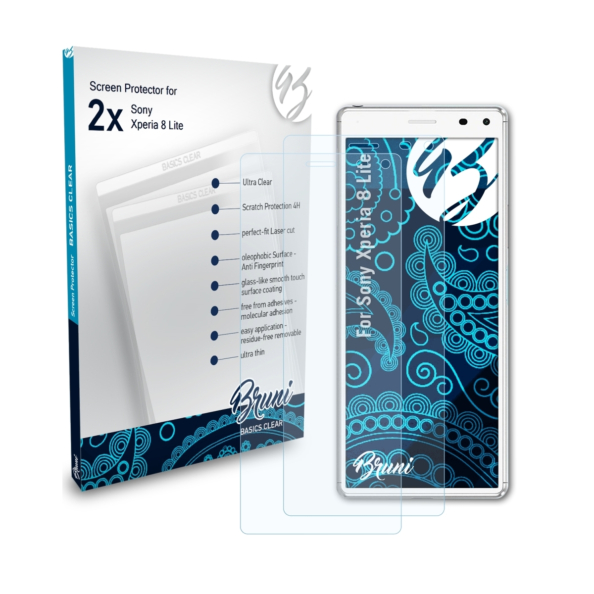 2x Sony Lite) BRUNI Basics-Clear Schutzfolie(für Xperia 8