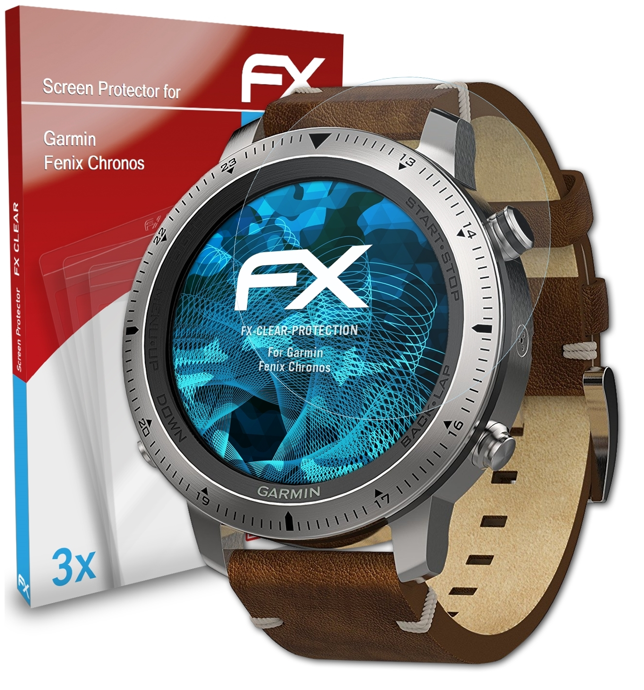 ATFOLIX 3x FX-Clear Displayschutz(für Garmin Chronos) Fenix