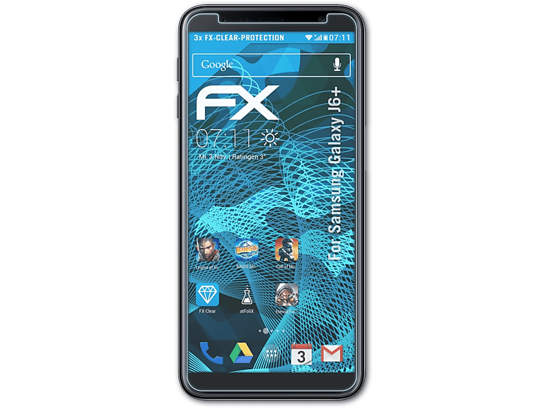 ATFOLIX 3x FX-Clear Displayschutz(für Samsung Galaxy J6+)