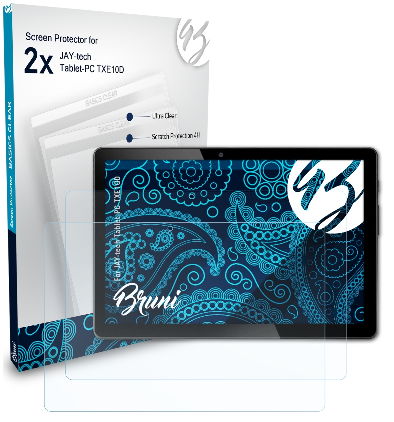 BRUNI 2x Basics-Clear Schutzfolie(für JAY-tech TXE10D) Tablet-PC