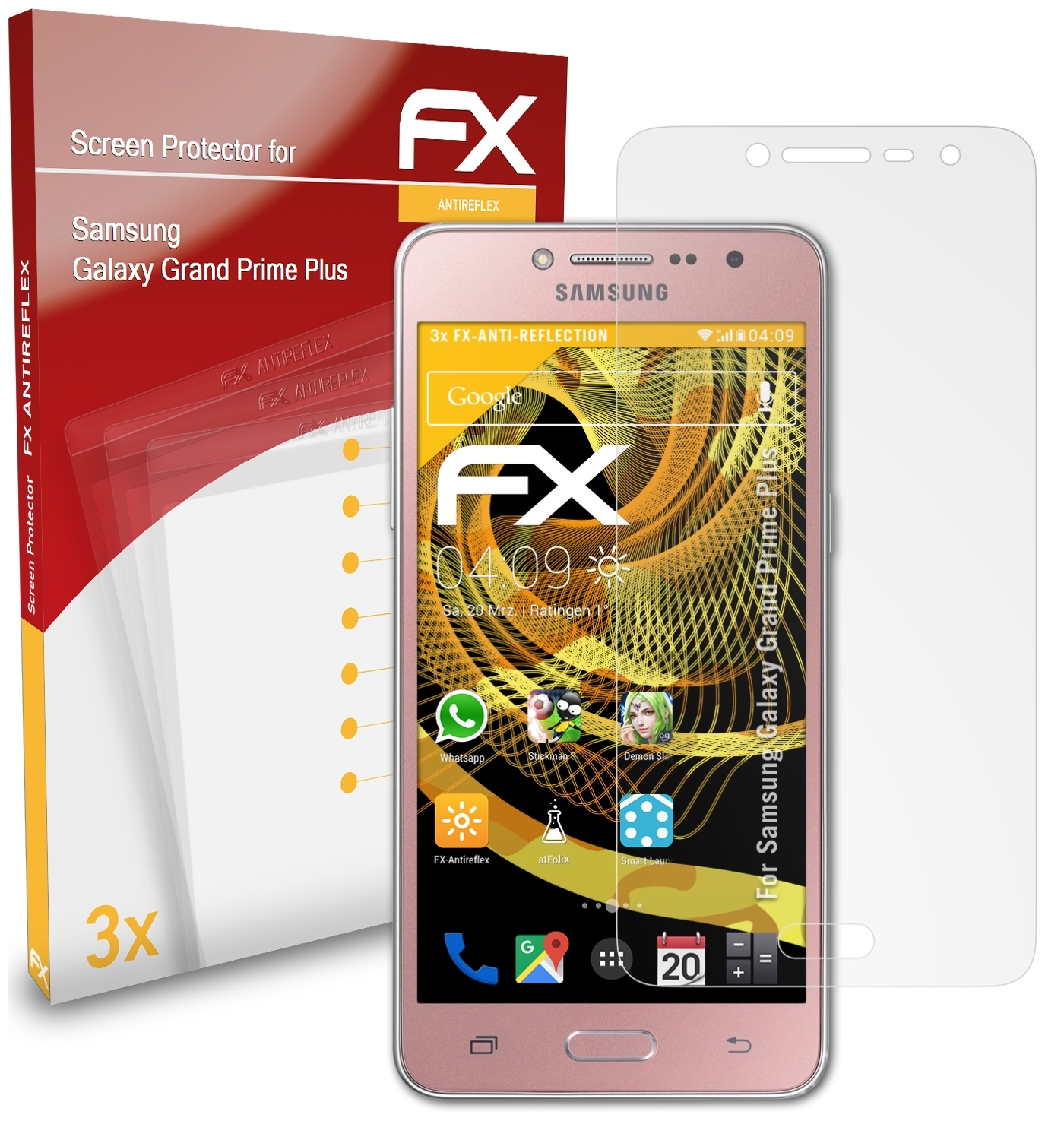Prime Samsung 3x Plus) Displayschutz(für Grand Galaxy ATFOLIX FX-Antireflex