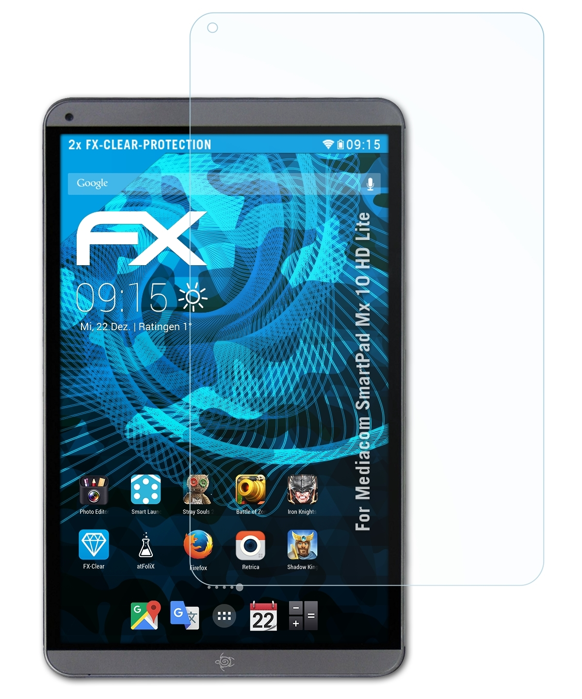 ATFOLIX 2x FX-Clear Displayschutz(für 10 Lite) SmartPad HD Mediacom Mx