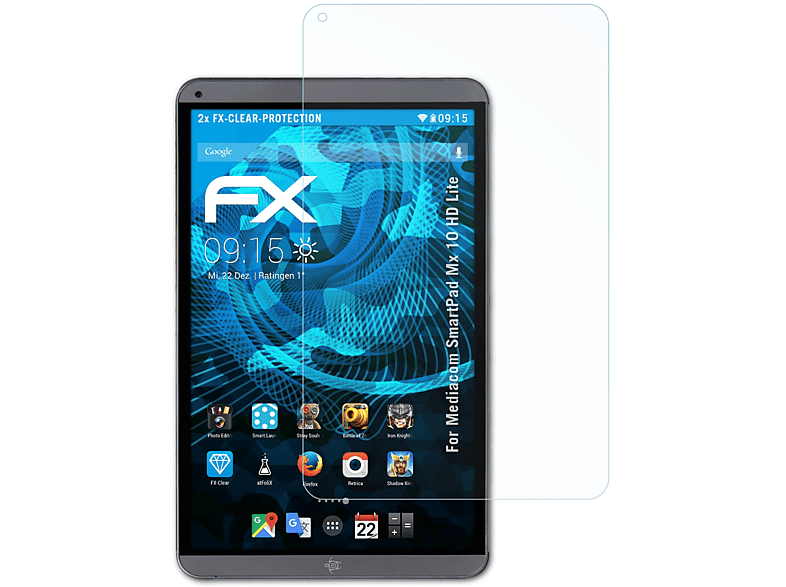 ATFOLIX 2x FX-Clear Displayschutz(für Mediacom SmartPad Mx 10 HD Lite) | Tabletschutzfolien