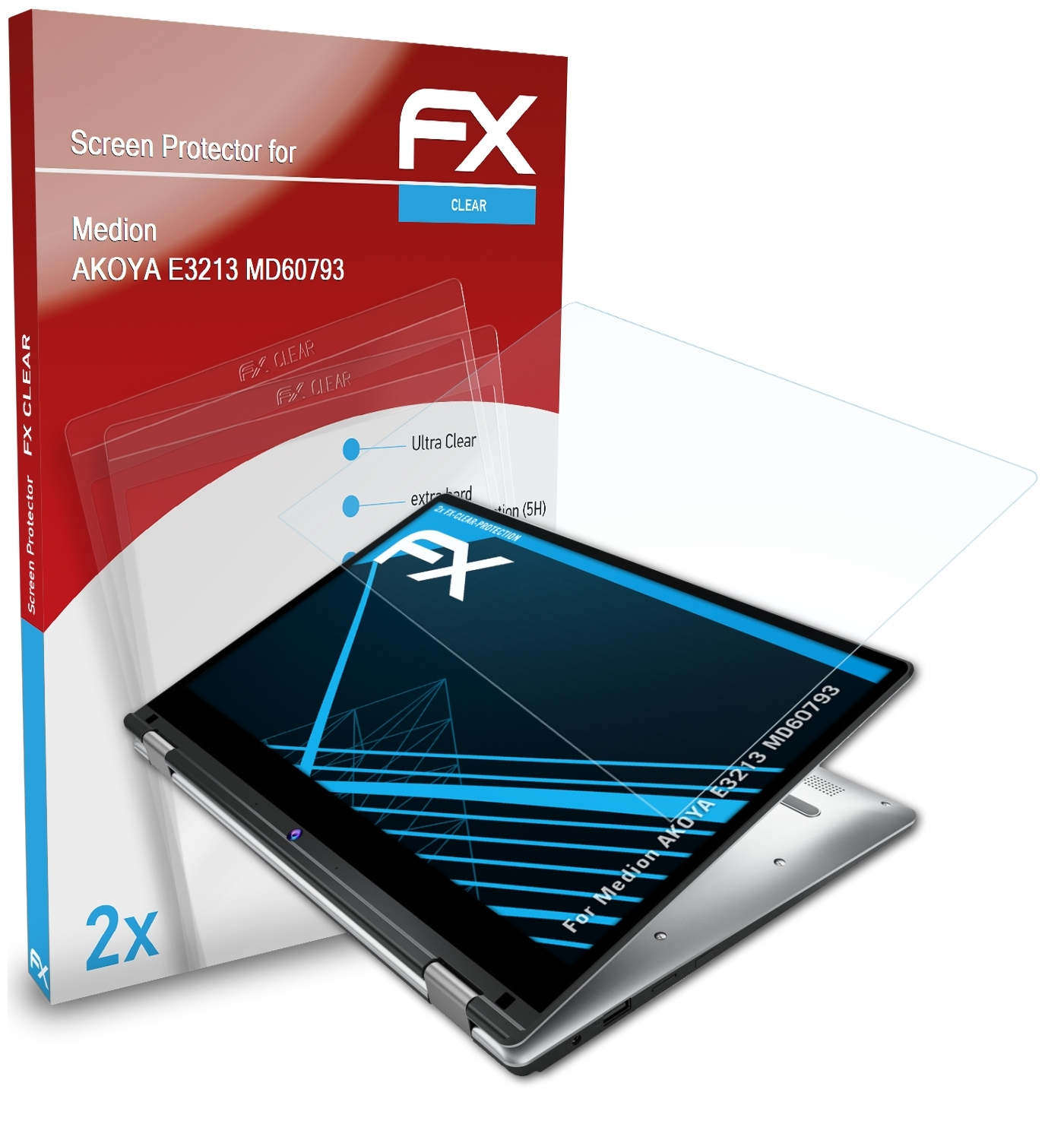 2x (MD60793)) ATFOLIX Displayschutz(für AKOYA E3213 FX-Clear Medion