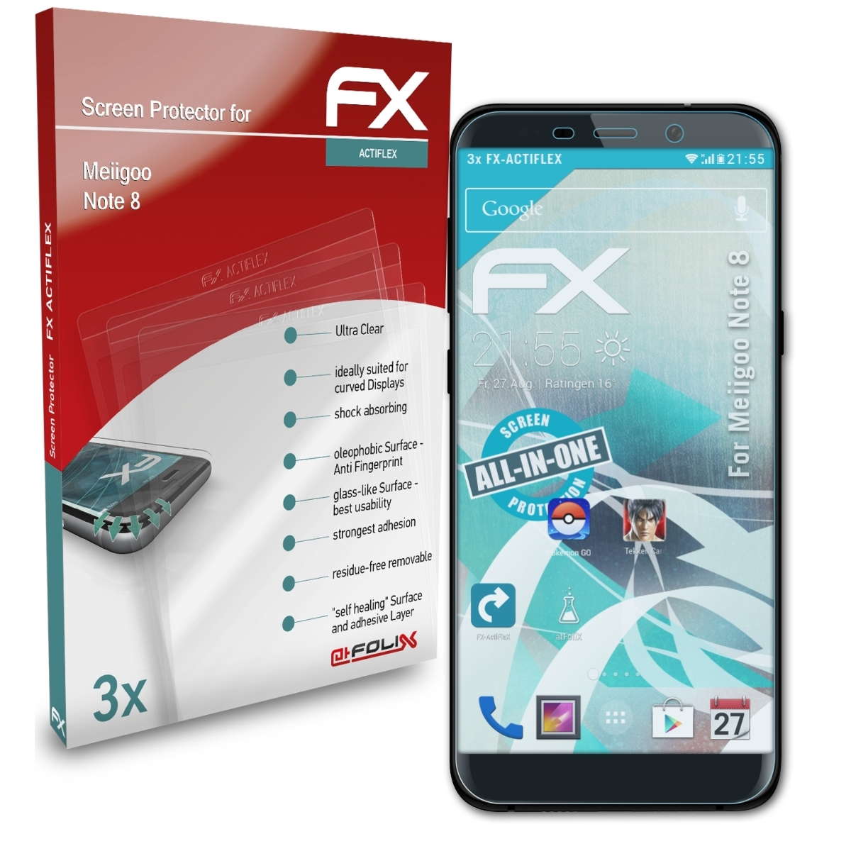 ATFOLIX 3x FX-ActiFleX Displayschutz(für Note Meiigoo 8)