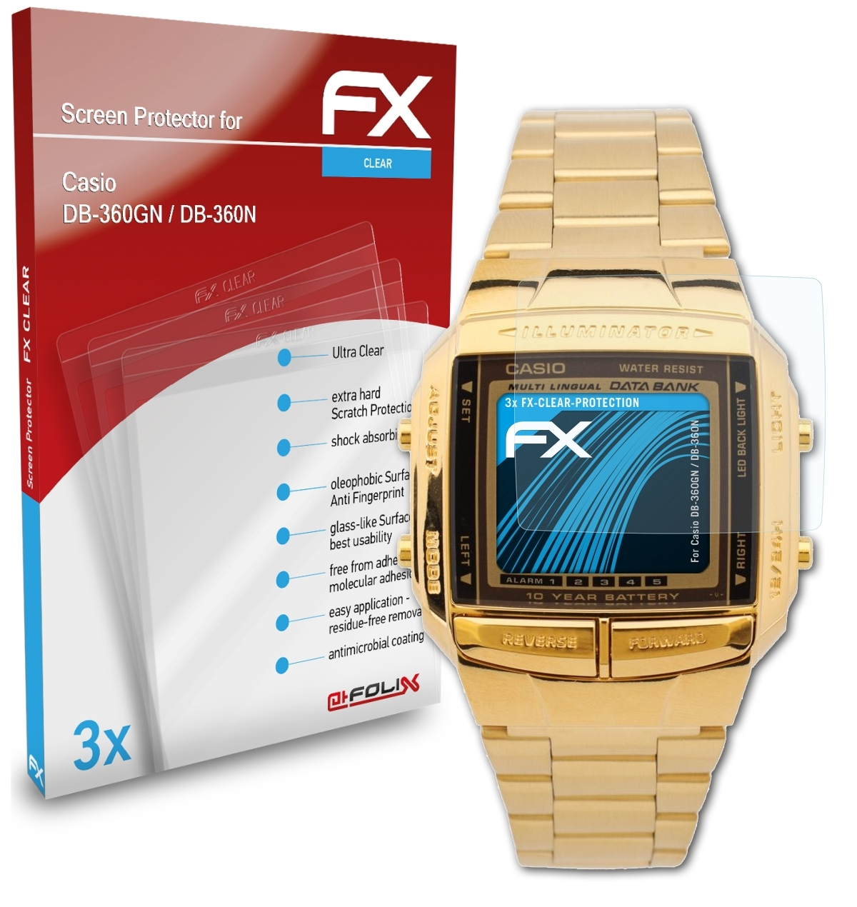 FX-Clear Displayschutz(für 3x Casio DB-360N) / DB-360GN ATFOLIX