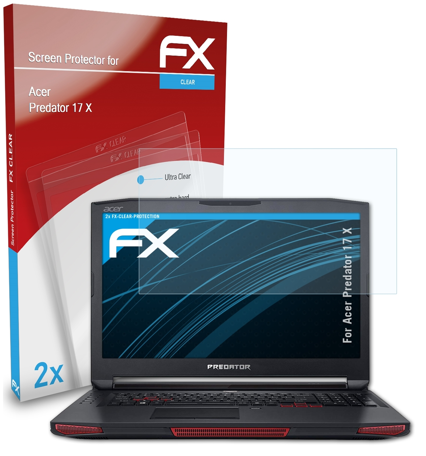 ATFOLIX 2x FX-Clear X) Acer 17 Predator Displayschutz(für