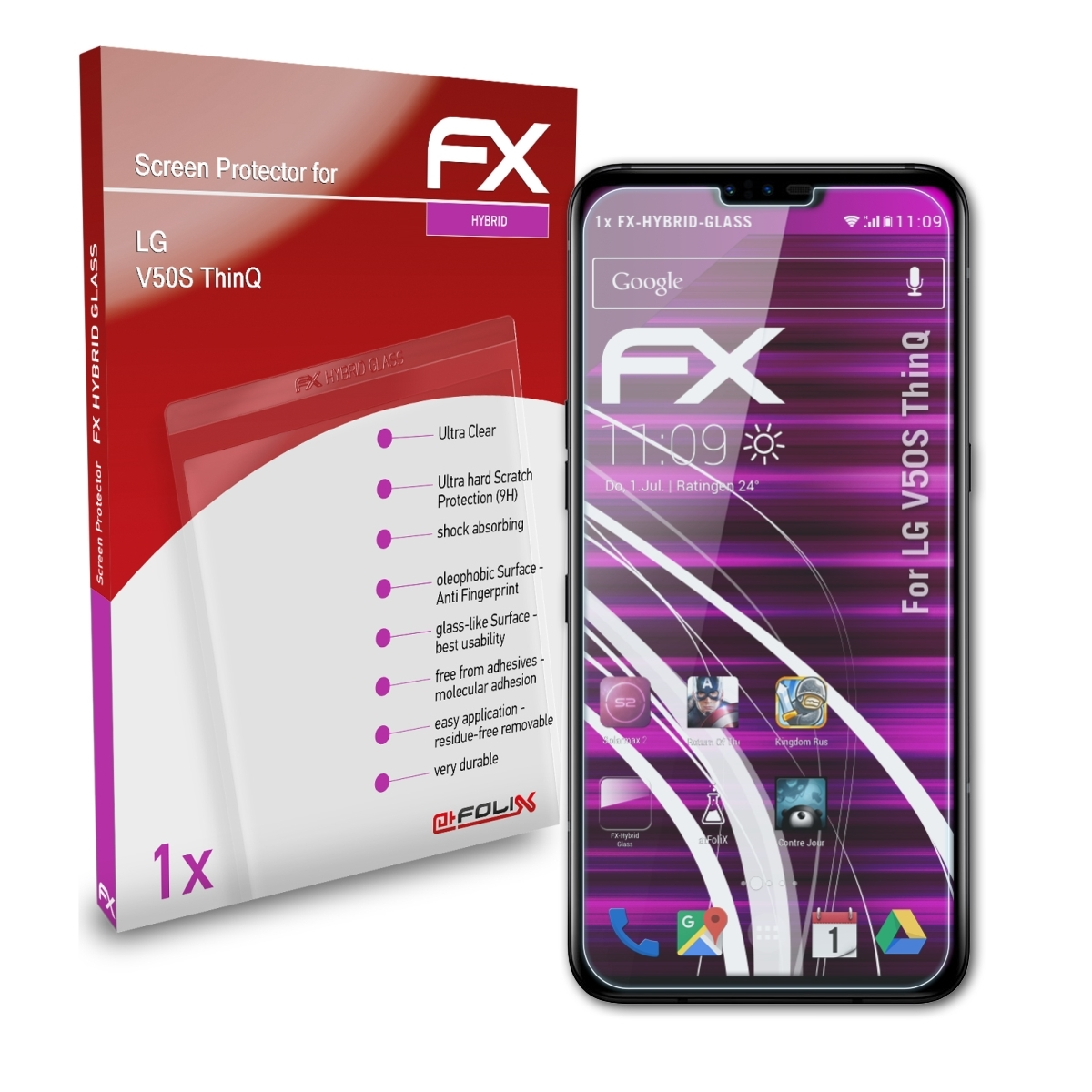 ATFOLIX FX-Hybrid-Glass Schutzglas(für LG V50S ThinQ)