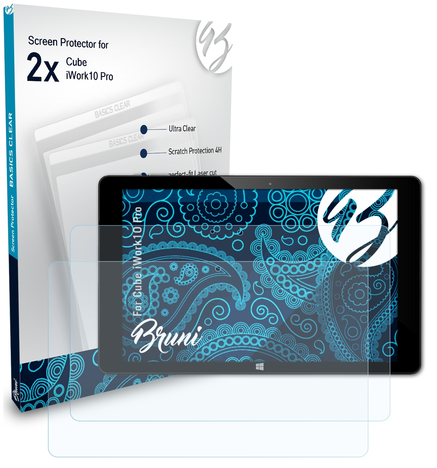 BRUNI 2x Basics-Clear Schutzfolie(für iWork10 Cube Pro)
