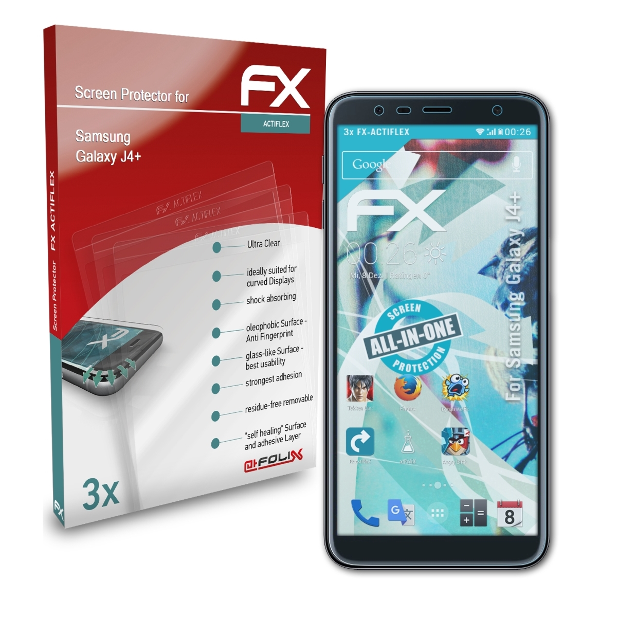 ATFOLIX 3x FX-ActiFleX Displayschutz(für Samsung Galaxy J4+)