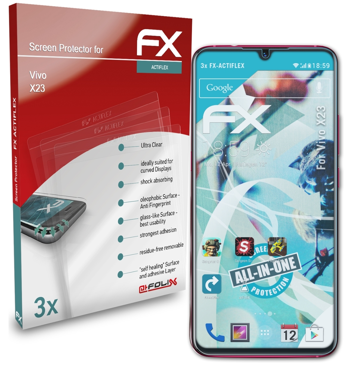 ATFOLIX 3x Vivo Displayschutz(für FX-ActiFleX X23)