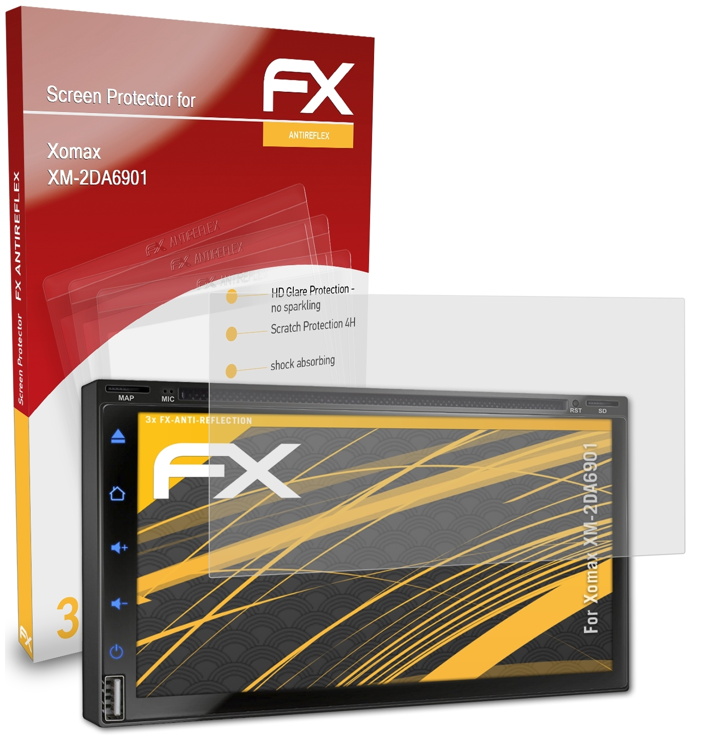 FX-Antireflex 3x Displayschutz(für ATFOLIX Xomax XM-2DA6901)