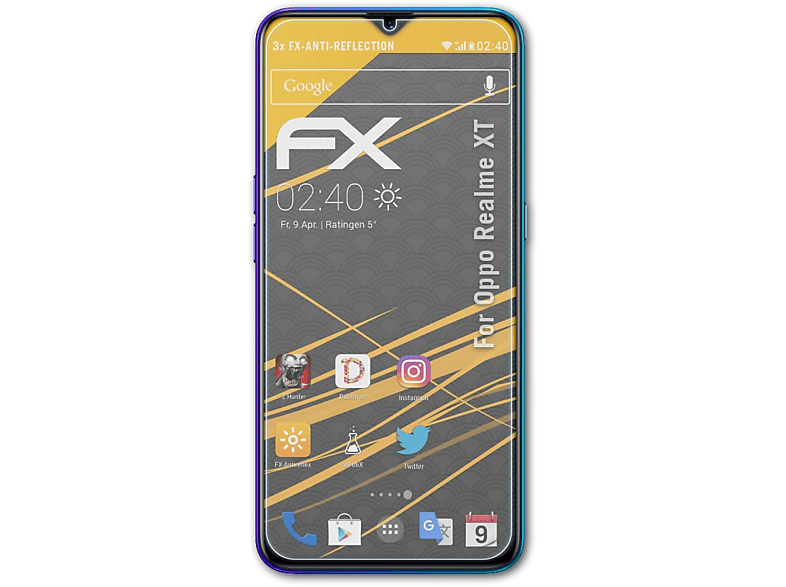 ATFOLIX 3x FX-Antireflex Displayschutz(für Oppo Realme XT)